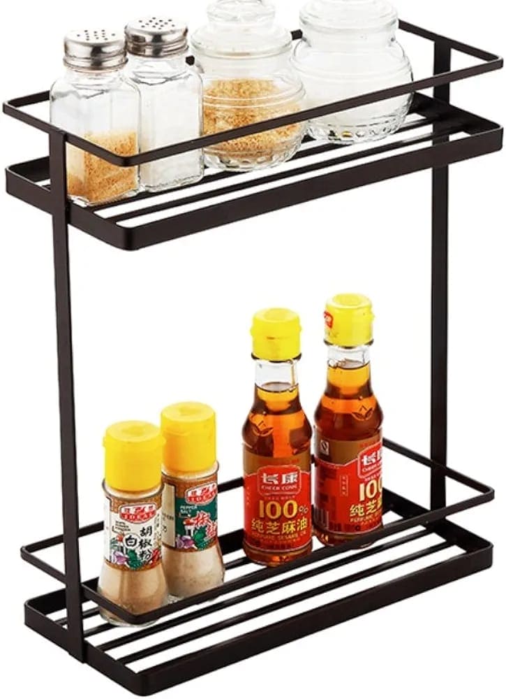 Carbon Seasoning Storage Rack, Metal Durable Spice Rack Stand, Kitchen Jar Storage Shelf Corner Organizer, Multifunctional Storage Rack Carbon Seasoning Storage Rack, Metal Durable Spice Rack Stand, Kitchen Jar Storage Shelf Corner Organizer, Multifunctional Storage Rack